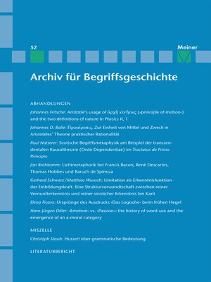 cover image of Archiv für Begriffsgeschichte. Band 52